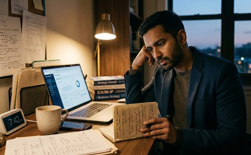 Founder Analyzing Business Growth Constraint and Decision Debt